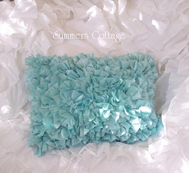 Aqua Blue Ruffled Pillow