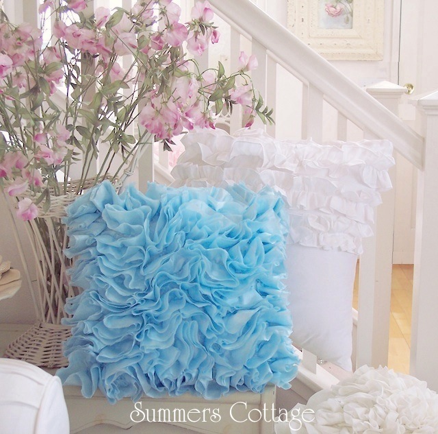 Bahama Blue Ruffled Pillow