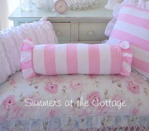 Cabana Striped Bolster Pink White
