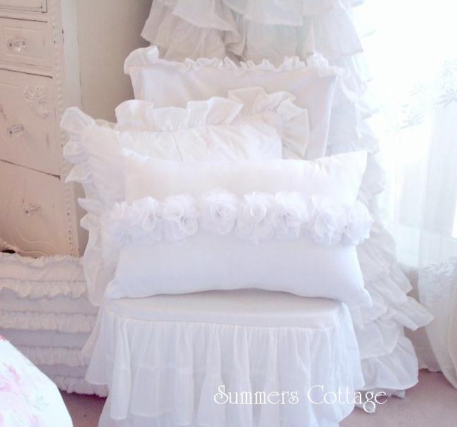 Dreamy White Roses Pillow