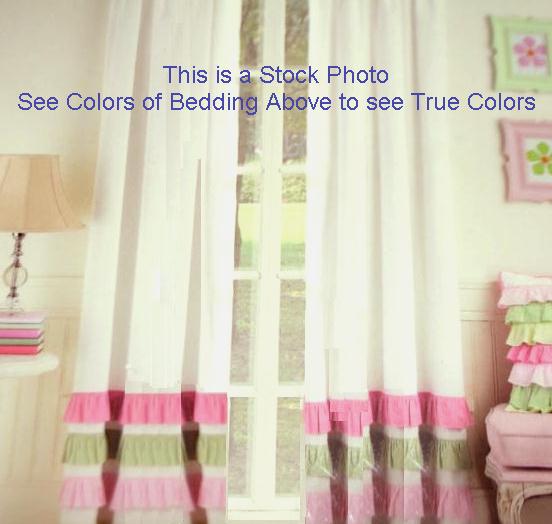 Pink Green Ruffles Drape Set
