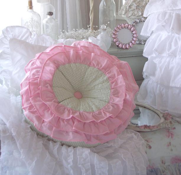 Pink Round Ruffles Pillow
