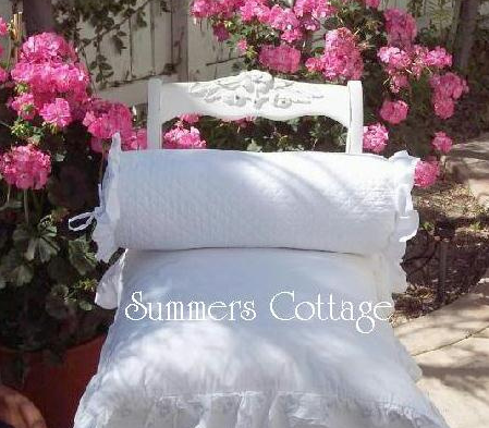 Shabby White Ruffle Bolster Pillow