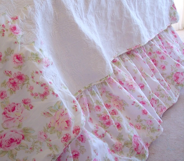 Pink Arbor Roses Bed Skirt
