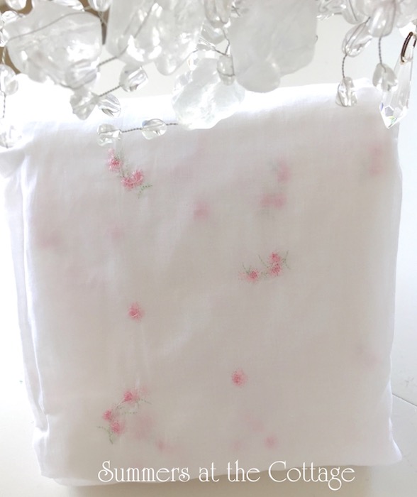 Rosebuds on Sheer White Drapes