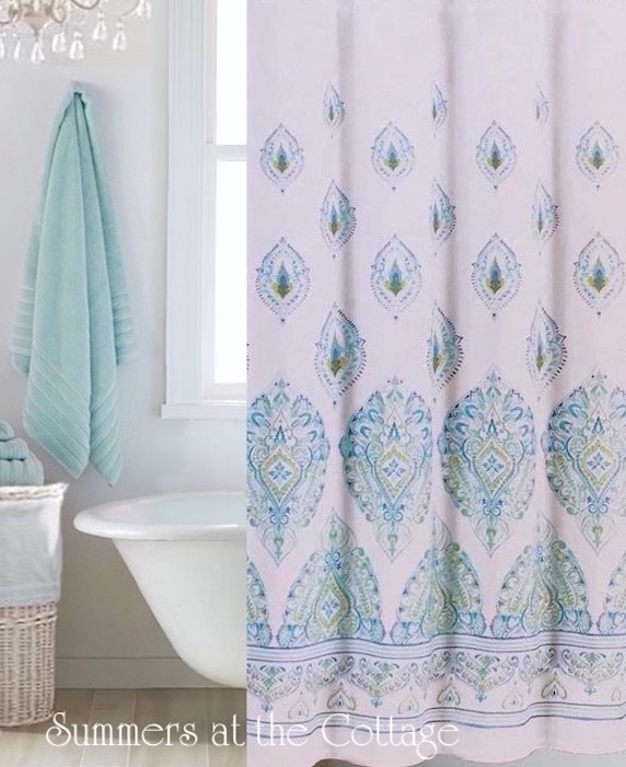 Shades of Aqua Green Blue Shower Curtain