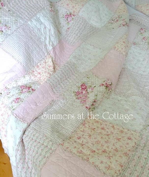 French Patchwork fabric (Aqua & Pink) #589
