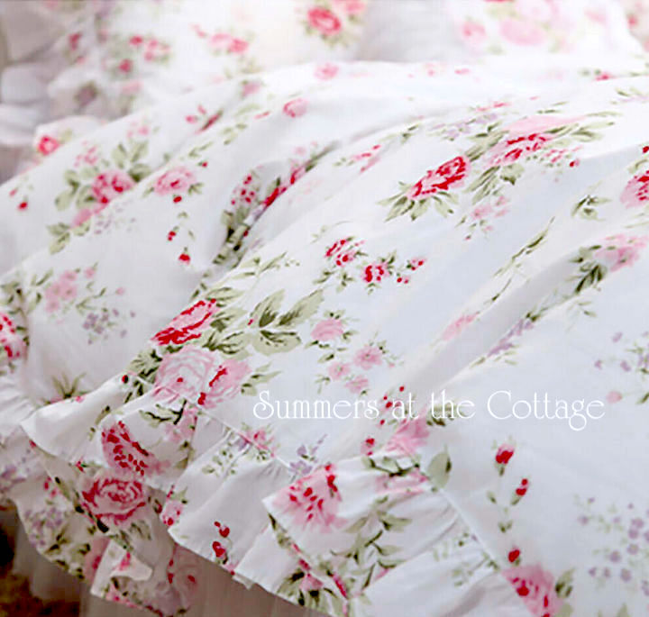 Pink Roses Ruffled Duvet