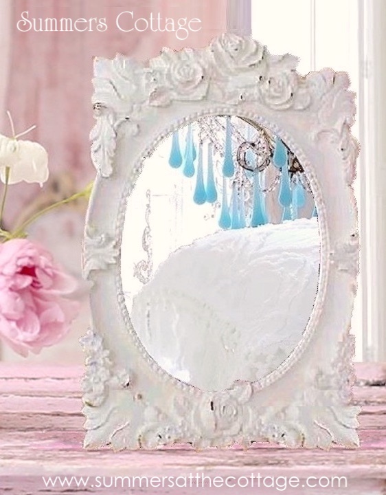 Painted White Roses Mirror