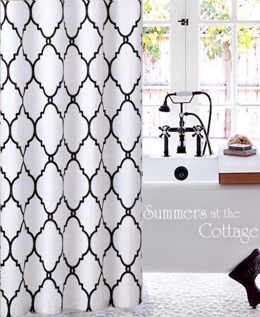 Black and White Fabric shower curtain